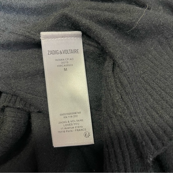 Zadig & Voltaire Indiany Rhinestoned Cashmere Cardigan Coat In Black Size M - Picture 11 of 11
